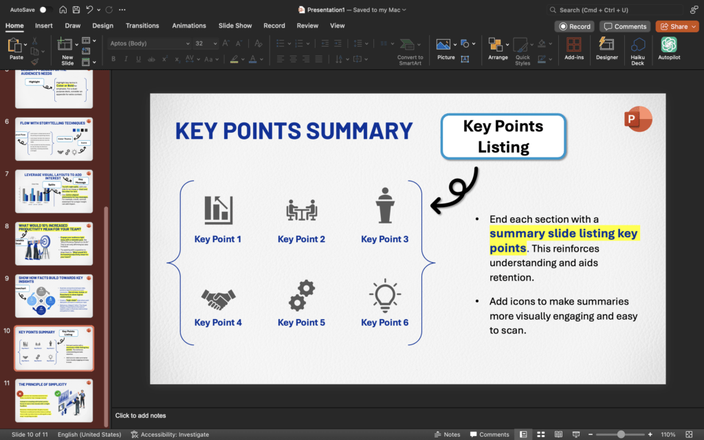 10 Summarize Key Points After Each Section
