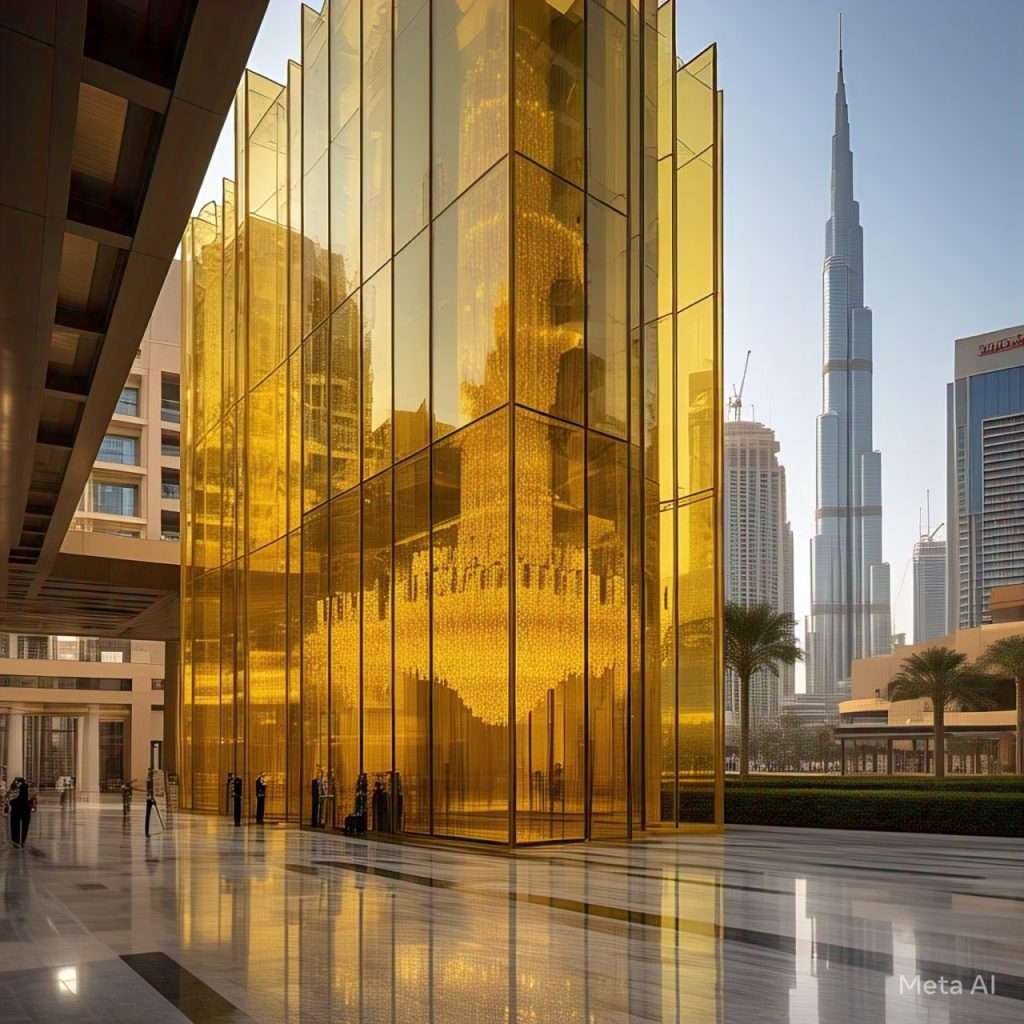generate an image with yellow color touch of Dubai Real Esate PPT Presentation Designers