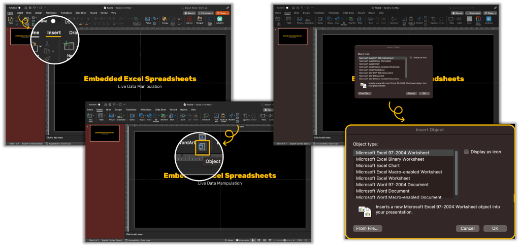Embedded Excel Spreadsheets