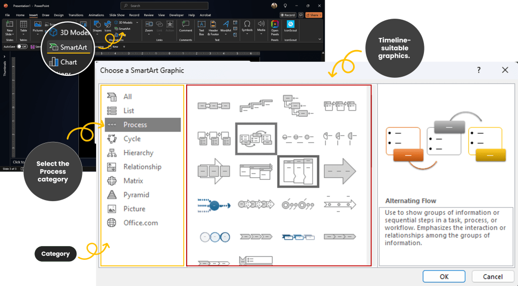 How to Create a Timeline Using SmartArt (The Easiest Way) B