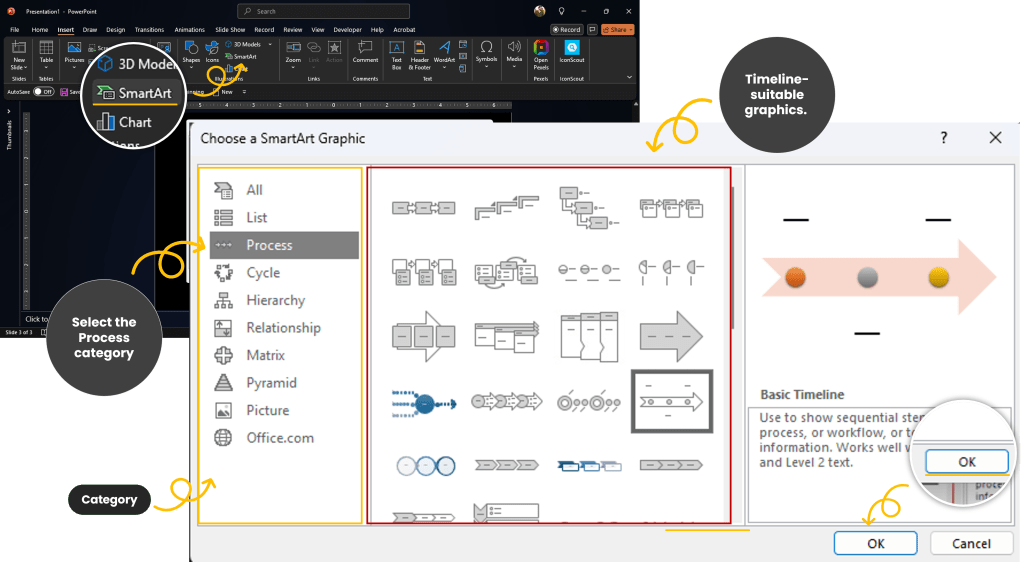 How to Create a Timeline Using SmartArt (The Easiest Way) C