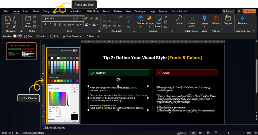 Tip 2 Define Your Visual Style Fonts & Colors a